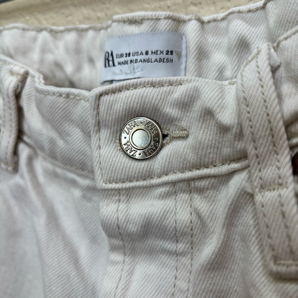 Zara Jeans White Denim Raw Hem The Grunge Pants Women’s 6 - Picture 7 of 13